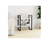 Bibliothèque à 2 niveaux Blanc 80x30x70 cm bois d ingénierie