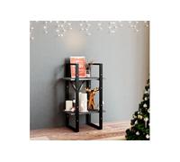 Bibliothèque à 2 niveaux Gris 40x30x70 cm Bois de pin massif