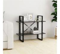 Bibliothèque à 2 niveaux Gris 80x30x70 cm bois d ingénierie