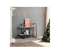 Bibliothèque à 2 niveaux gris béton 100x30x70cm bois ingénierie806471