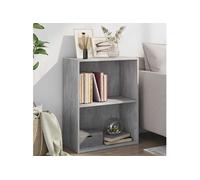 vidaXL Bibliothèque à 2 niveaux – 2 étagères gris béton 60x30x76,5 cm aggloméré