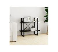 Bibliothèque à 2 niveaux Noir 80x30x70 cm bois d ingénierie