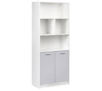 Bibliothèque à 2 portes ZEHNA Gris/blanc