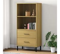Vidaxl Bibliothèque À 2 Tiroirs Marron 60x35x128,5 Cm Bois Massif Oslo Multicolore