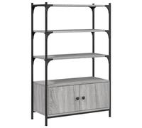 Bibliothèque à 3 compartiments, gris Sonoma, 70 x 30 x 109,5 cm, en bois et métal, système d'étagères modernes pour salon, bureau ou chambre d'enfant, solution de rangement stable pour livres et