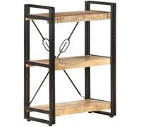vidaXL Bibliothèque à 3 Niveaux Etagère à Livres Meuble de Rangement Armoire à Livres Bureau Intérieur 60x30x80 cm Bois de Manguier Massif