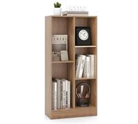 Bibliothèque À 3 Niveaux Costway-50 X 24 X 103,5 Cm-5 Cases Ouverts De Rangement-Kit Anti-Basculement-Capacité Max 90 Kg-Naturel Multicolore
