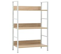 Bibliothèque à 3 niveaux - vidaXL - 60x27,6x90,5 cm - Bois d'ingénierie - Chêne et blanc - 3 étagères - Style industriel