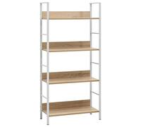 Bibliothèque à 4 étagères en chêne 60 x 27,6 x 124,5 cm, étagère de rangement fine en bois et métal, meuble de salon élégant, bibliothèque durable, décoration d'intérieur moderne