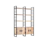 vidaXL Bibliothèque 4 niveaux 6 étagères Bois de manguier massif 124x30x180 cm Grain unique