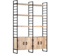 Bibliothèque 4 Niveaux 6 Étagères Grain Unique 124x30x180 Cm Bois Mango Massif