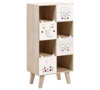 Beliani Bibliothèque à 4 Niveaux avec Tiroirs Thème Animalier Bois Clair et Blanc Rupert