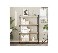 vidaXL Bibliothèque à 4 Niveaux, Étagère à Livres avec Pieds Réglables, Meuble à Livres avec Rangement, Industriel, Chêne Sonoma Bois d'Ingénierie