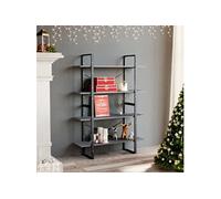 Bibliothèque à 4 niveaux Gris 100x30x140 cm Bois de pin massif806484