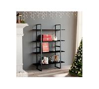 Vidaxl Bibliothèque À 4 Niveaux Noir 100x30x140 Cm Bois De Pin Massif Marron