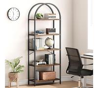 Bibliothèque à 5 niveaux, 180 cm, avec finition marbrée, 15 kg par niveau, étagère bombée ouverte pour exposition d'art, étagère moderne pour salon, bureau, 60 x 28 x 180 cm - B