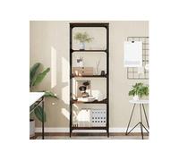 vidaXL Bibliothèque à 5 Niveaux, Étagère à Livres avec Pieds Réglables, Meuble à Livres avec Rangement, Industriel, Chêne Marron Bois d'Ingénierie