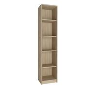 Bibliothèque à 5 niveaux, étagère en finition mate, 39 cm de large, étagère sur pied avec 4 étagères, idéale pour chambre, salon, couloir, panneau stratifié résistant, épaisseur 16 mm Sonoma