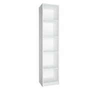 Bibliothèque à 5 niveaux, étagère en finition mate, 39 cm de large, étagère sur pied avec 4 étagères, idéale pour chambre, salon, couloir, panneau stratifié résistant, épaisseur 16 mm blanc