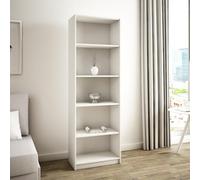 Bibliothèque à 5 niveaux, étagère en finition mate, largeur 58 cm, étagère sur pied avec 4 étagères, idéale pour chambre, salon, couloir, panneau stratifié résistant, épaisseur 16 mm blanc