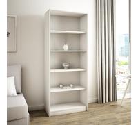 Bibliothèque à 5 niveaux, étagère en finition mate, largeur 74 cm, étagère sur pied avec 4 étagères, idéale pour chambre, salon, couloir, panneau stratifié résistant, épaisseur 16 mm blanc