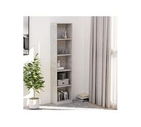 Bibliothèque à 5 niveaux Gris béton 40x24x175cm Bois ingénierie Gris béton G