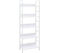 vidaXL Bibliothèque à 5 niveaux - Blanc - Aggloméré et acier - Style contemporain