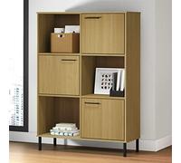 Bibliothèque à 6 cubes avec 3 portes Cube de rangement pour salon, bureau à domicile (marron)