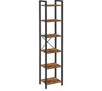 VASAGLE Étagère 6 Niveaux, Bibliothèque, Meuble de Rangement, pour Bureau, Salon, Chambre, 30 x 40 x 187,5 cm, Style Industriel, Marron Rustique et Noir d'encre LLS101B01