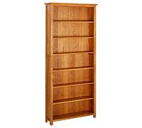 Bibliothèque à 7 compartiments, 90 x 22,5 x 200 cm, chêne massif, étagère en bois pour salon, bureau, étagère stable, aspect naturel