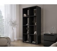 Bibliothèque à 8 compartiments - couleur : noir - 147 × 74 × 30 cm, verticale ou horizontale