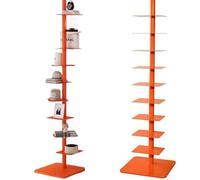 Bibliothèque à 9 niveaux avec structure métallique, étroite, idéale pour les petits espaces, à monter soi-même, avec rotation libre sur trois côtés, style échelle verticale (blanche, 40 cm P x 40 cm