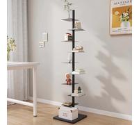 Bibliothèque à 9 niveaux en métal - Étagère verticale pour petits espaces, rangement d'angle multifonction, bibliothèque échelle haute et étroite pour la maison, le bureau ou l'affichage de livres