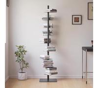 Bibliothèque à 9 Niveaux en métal, Tour à Livres Verticale, bibliothèque Haute et étroite, étagère d'angle pour Petits espaces, étagère d'affichage Polyvalente pour Bureau à Domicile (Noir)