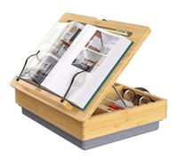 Bibliothèque AboveTEK avec rangement, étagère réglable en bambou avec genouillère souple, étagère à recettes, étagère de lecture mains libres pour lit, bureau et plan de travail