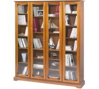 Bibliothèque - ACTUAL DIFFUSION - Louis Philippe - 4 portes vitrées - Plaqué merisier - 18 niches