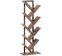Bibliothèque Arbre à 9 Niveaux Meuble de Rangement Industriel Brun Rustique