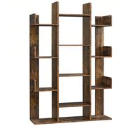Bibliothèque arbre, Étagère à 13 compartiments, Meuble de rangement, 86 x 25 x 140 cm, avec coins arrondis et rebords, Marron rustique À propos de cet articleUne Invitation à La Nature : Comparable à