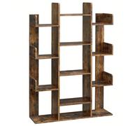 Bibliothèque Arbre, Étagère À 13 Compartiments, Meuble De Rangement, 86 X 25 X 140 Cm, Avec Coins Arrondis Et Rebords