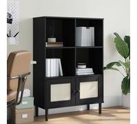 Vidaxl Bibliothèque Senja Noir 90x35x130 Cm Bois Massif De Pin Marron