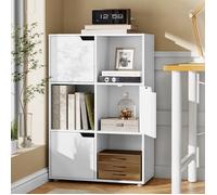 Bibliothèque Armoire WOLTU avec 3 Portes 6 Compartiments en MDF Blanc