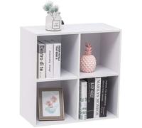 WOLTU Bibliothèque, Étagère de Rangement à 4 Cubes Compartiments, Présentoir pour Salon, Bureau, Chambre, en Bois d'ingénierie Blanc, 59.6X29X59.8 cm, SK002ws2