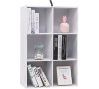 WOLTU Bibliothèque à 6 Compartiments, Étagère de Rangement, Meuble Présentoir pour Salon Bureau, en Panneaux de Particules Blanc, 59.6X29X89cm, SK002ws3