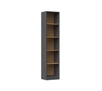 CDF Bibliothèque Ouverte Meuble à Case de Rangement avec Compartiments Colonne pour Bureau Salle à Manger Home Office Salon Livres Dossiers Décoration Chambre Vertical - Anthracite/Chêne artisan 50 cm