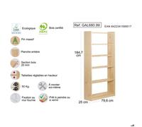 Astigarraga Librería Gala 6 baldas de 79,6cm pin macizo