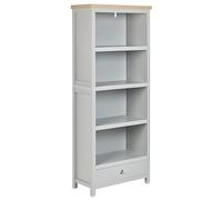 Bibliothèque au Style Vintage en Panneau de Particules Gris et Bois Clair 4 Etagères 1 Tiroir Clio