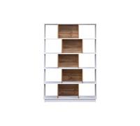 Vente-unique - Bibliothéque avec 15 niches - Blanc et Naturel - DALENOR
