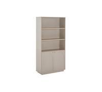 Bibliothèque avec 2 portes et 3 niches - Beige et doré - VALONIRO