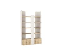 Bibliothèque avec 2 portes et 4 étagères - Beige et naturel - SARIOBA