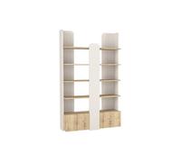 Bibliothèque avec 2 portes et 4 étagères - Beige et naturel - SARIOBA